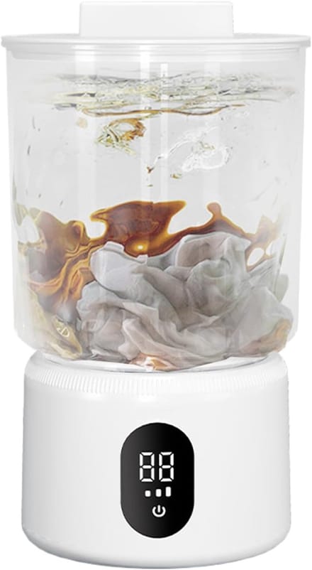 Mini Wasmachine - Compact Sokkenwasser - Hygiënisch Wassen - Draagbaar & Stil - 1 Liter Capaciteit - Wit