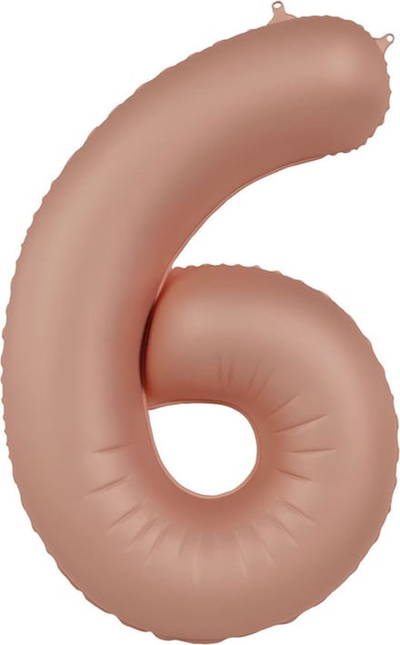 Folieballon Cijfer 6 - Vintage Rose - Ultra Matt - 86 cm