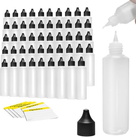 Oputec 50x 250 ml druppelflessen – PE doseerflessen – levensmiddelveilig + etiketten