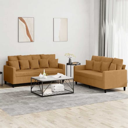 vidaXL - 2-delige - Loungeset - met - kussens - fluweel - bruin