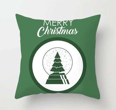Kerst kussenhoes Groen en Wit met denneboom afmeting 45 x 45 cm