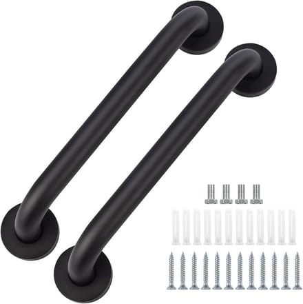 Set van 2 Badkamers Veiligheidsbeugels 30cm Antislip Roestvrij Staal Zwart