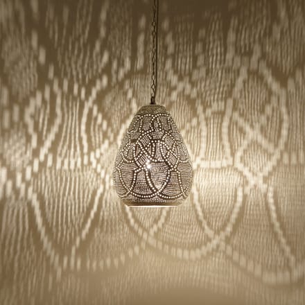 Hanglamp – messing pendellamp – echt verzilverd – voor woonkamer en slaapkamer