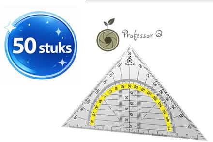 Professor Q - Geodriehoek - Transparant - 14 cm - 50 stuks