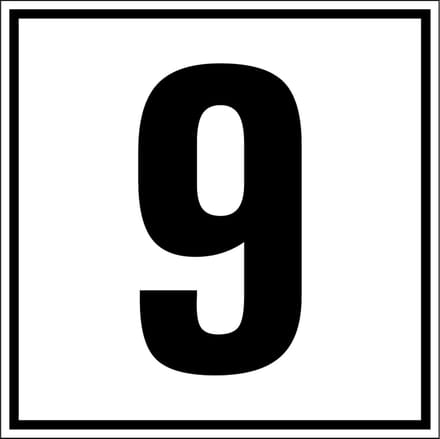 Cijfer sticker 0-9, per stuk Cijfer 9 200 x 200 mm