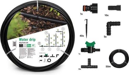Bradas WATER DRIP Druppelslang Set – 50 m – 33 cm – 1,6 L/u – Complete Druppelsysteem