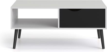 Tvilum Napoli salontafel met lade en plank zwart/wit