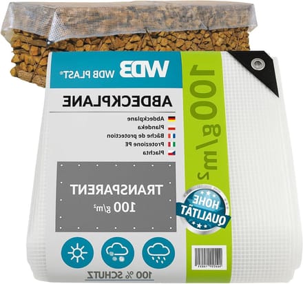 Afdekzeil Waterdicht - Beschermzeil Tarp - Spullen Afdekken - Versterkte Ogen - 4 x 8 Meter - Transparant