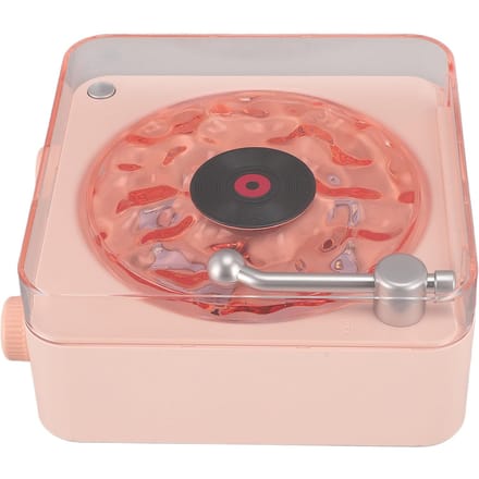 Haut-parleur Bluetooth style tourne-disque avec veilleuse et affichage de l'heure 3 en 1 Multifonction Petit rose