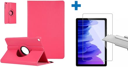 Screenprotector Geschikt voor Samsung Galaxy Tab A7 Hoes - (2020/2022) - 360 graden draaibaar case Pink + screenprotector gehard glas