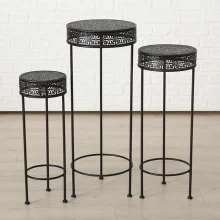 Bijzet tafel - 3 set - Smeedijzer - Rond -20/75 cm - Bruin/zwart - Ø 25-35cm - Boltze