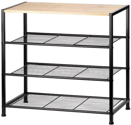 Vilde Bamboo Black - Schoenenrek - Met 3 niveaus - Met bamboe plank - Compact ontwerp