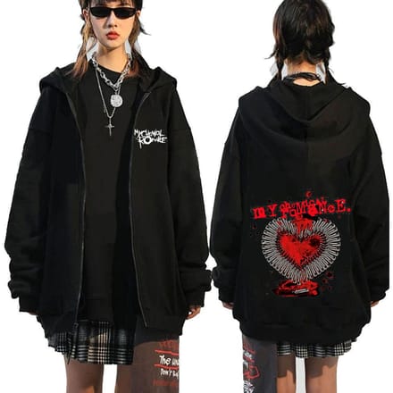 Chemical Romance Mcr Dode Rits Trui Zwart Parade Punk Emo Rock Rits Sweatshirt Mannen M