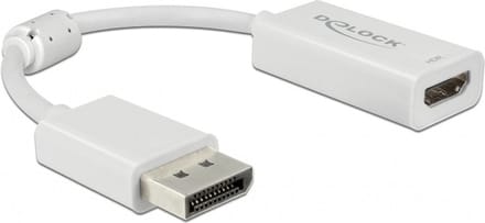 DeLOCK premium DisplayPort naar HDMI adapter - DP 1.4 / HDMI 2.0 (4K 60Hz + HDR) / wit - 0,20 meter