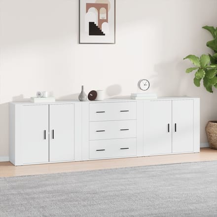 vidaXL - Dressoirs - 3 - st - bewerkt - hout - wit