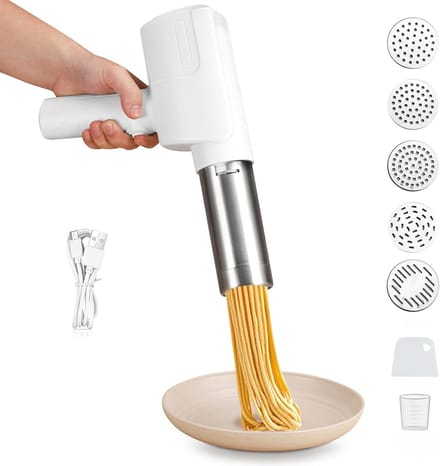 Elektrische Deegmaker - Automatische Pastamaker - Verse Pasta Maken - Met 5 Vormen - 1.5 Kilogram - Wit