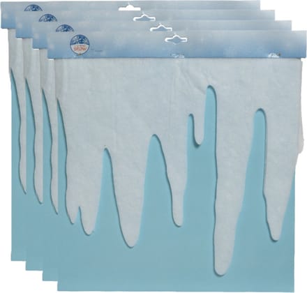 Decoris ijspegelranden/sneeuwranden - 4x - wit - 200 x 32 cm - polyester - sneeuwversiering