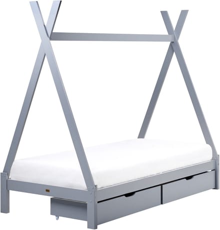 DEVAY - Kinderbed met opbergruimte - Grijs - 90 x 200 cm - Grenenhout