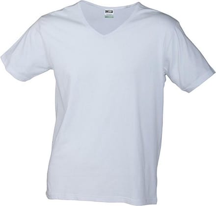 Daiber Heren Slim Fit V Hals T-Shirt (Wit)