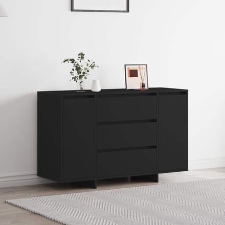 vidaXL - Dressoir - Zwart - 120 - x - 41 - x - 75 - cm - Bewerkt - hout