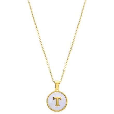 Luxenter collier in wit parelmoer afgewerkt in 18K geel goud - Alfabet
