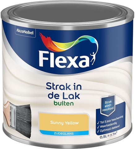 Flexa - Strak In De Lak Buitenlak Zijdeglans - Sunny Yellow - Mengverf - 500 Ml