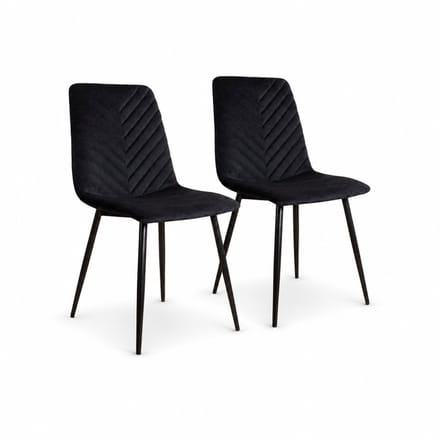 DS4U® - Gaby eetkamerstoel - Set van 2 - Zwart - Velvet