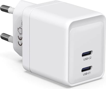 Oplader usb C 35w 2 Poorten - Usb C oplader - Usb C adapter 2 poorten - Super fast charging usb c - Telefoon oplader - Tablet oplader - Laptop oplader usb c - Usb c lader