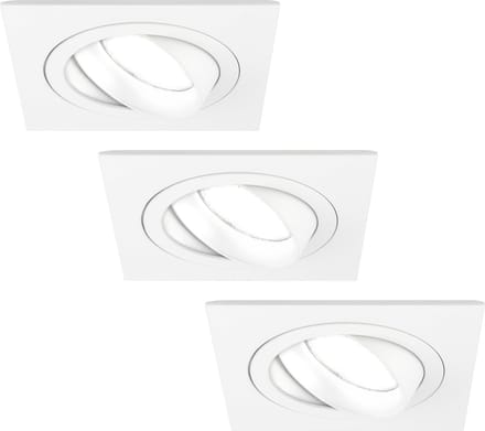 Ledvion - 3X LED Inbouwspot Sevilla - Dimbaar - 3W - 6500K - Ø92 mm - Wit