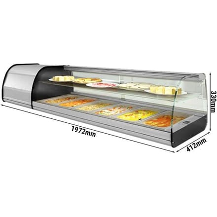 GGM Gastro Tapas-Kühlvitrine Premium PLUS - 8x GN 1/3 - mit Zwischenglas Zilver