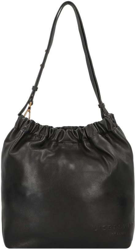LIEBESKIND BERLIN Leren Schoudertas Ruffle Sheep Natural Cloud Hobo Bag Black Zwart