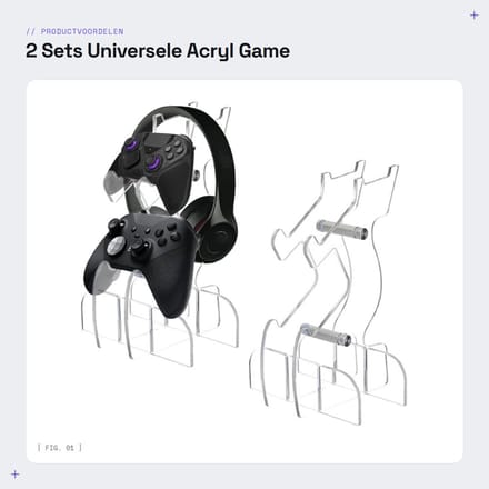 Dailygoods- Controller Houder - Acryl Display Standaard - Gaming Headset Houder - Creatief Cadeau - 2 Stuks - Helder 23,2 cm Hoog - Gamecontrollerstandaard