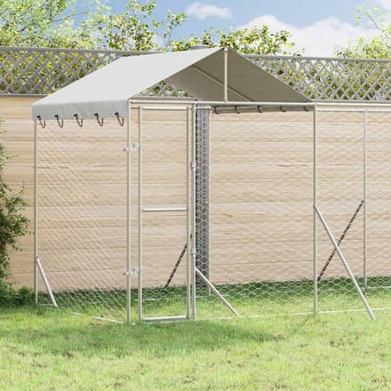 Chenil d'extérieur pour chien avec toit Argent 6 x 2 x 2,5 m Acier Galvanisé