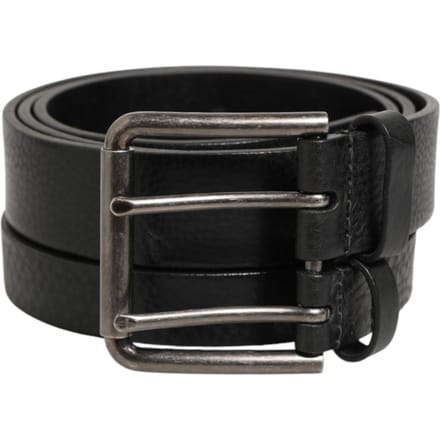 Dolce & Gabbana Zwarte Dubbele Leren Riem met Zilveren Gesp