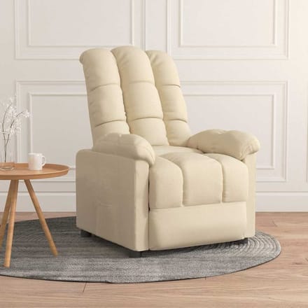 vidaXL - Fauteuil - verstelbaar - stof - crèmekleurig