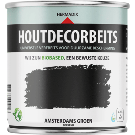 Hermadix Houtdecor Verfbeits dekkend  - 0,75 liter - 632  Amsterdams Groen