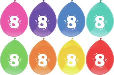 Haza Ballonnen - 8 jaar - leeftijd verjaardag - 16 stuks - 29 cm