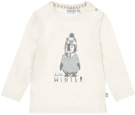 Dirkje - T-shirt - Longsleeve - Pinguin - Hello Winter - Off White - Maat 98