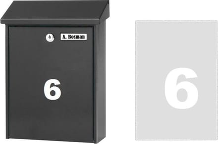 Huisnummer sticker 6 WIT (6cm hoog) / plakcijfer / cijfersticker