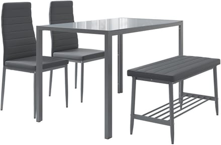 Vicco Grand Eettafel set – 120 x 70 cm 4-delige set Grijs