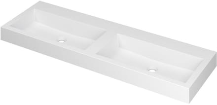 INK Momento Wastafel Polystone Dubbel Zonder Kraangat - 1400x450x90 mm - Mat Wit