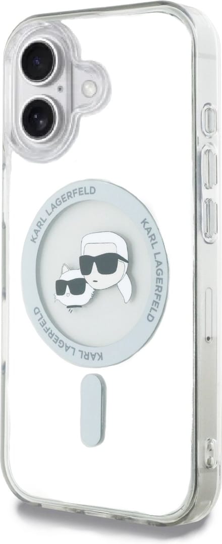 Karl Lagerfeld IML Metal Karl&Choupette Head MagSafe Case for iPhone 16 - White