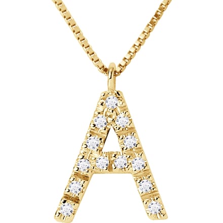 Ketting Diamonds 0.07 Cts letter van het alfabet "A" Geel Goud 18 Karaat