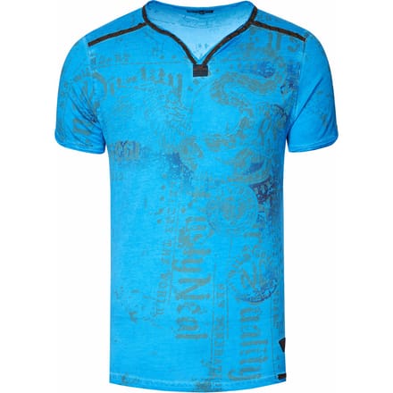 V-hals T-shirt met prints en suède Details