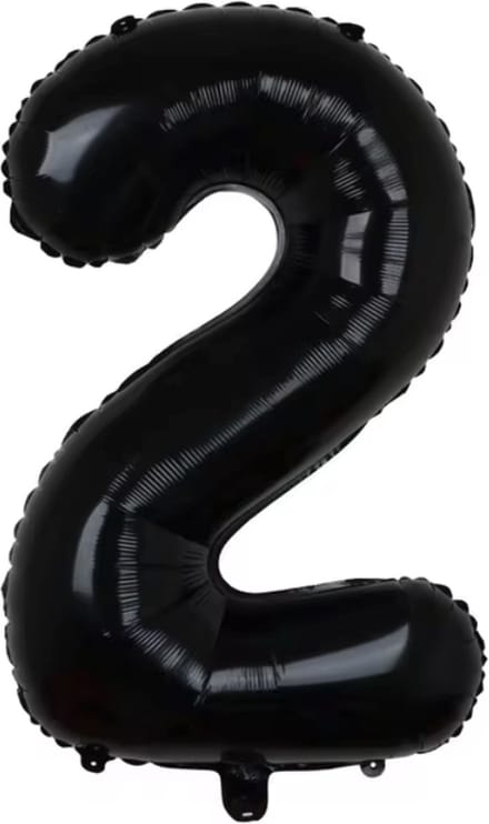 New Age Devi - Folie Ballon - Cijfer 2 - Zwart - 101cm