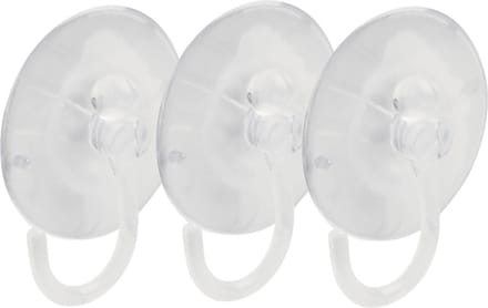 AMIG Ophanghaken met zuignap - 3x - kunststof - transparant - diameter 4 cm