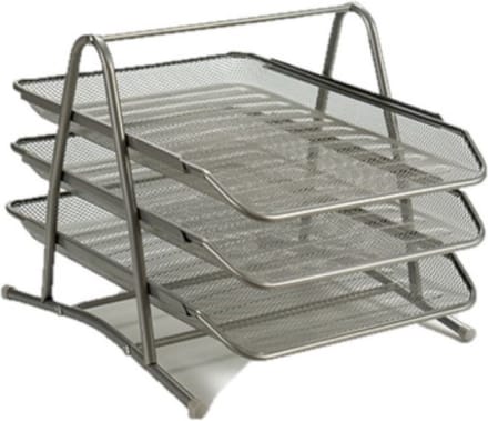 Pincello Brievenbakje/postbakje 3 laags - metaal - grijs - A4 formaat - 30 x 35 x 26 cm
