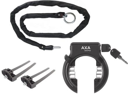 Axa Solid Plus Ringslot ART2 Zwart + Insteekketting 100 cm 5,5 mm Zwart + Flex Mount Bevestigingsset