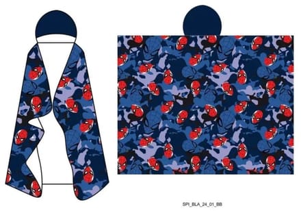 Spiderman fleece plaid met capuchon 120 x 150 cm - polyester