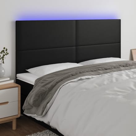 vidaXL - Hoofdbord - LED - 200x5x118/128 - cm - kunstleer - zwart